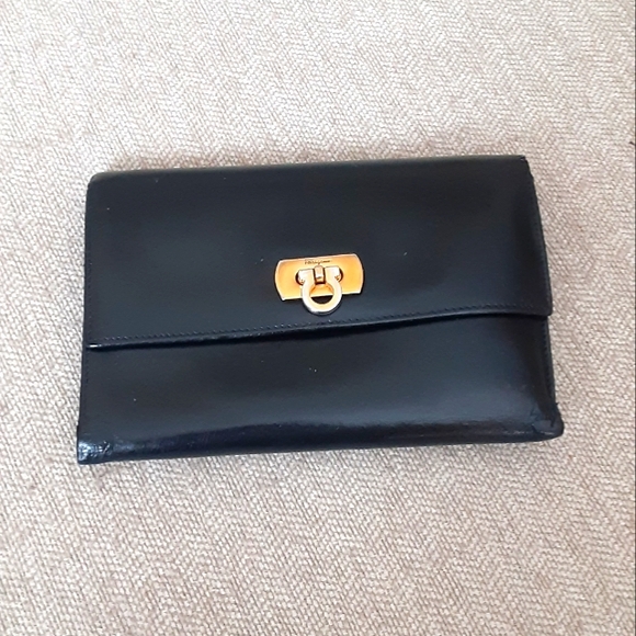 Salvatore Ferragamo Black Leather Wallet